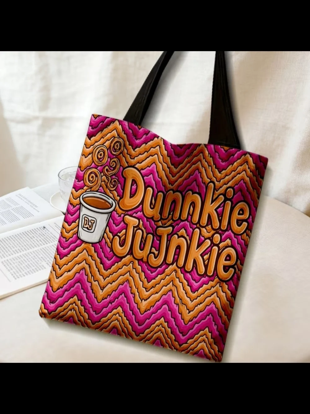 Dunnkie JuJnkie Pink & Orange Tote Bag by
